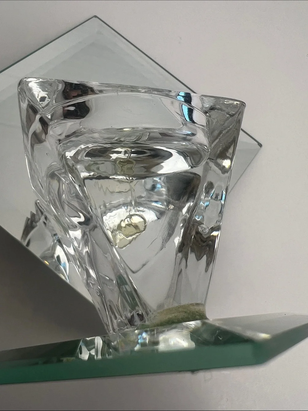 Sophia P Chen Vintage Art Deco Mirrored Tealight Candle Holder Glass Y2K Decor
